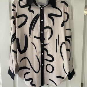 Modern Abstract Top - Black and Cream